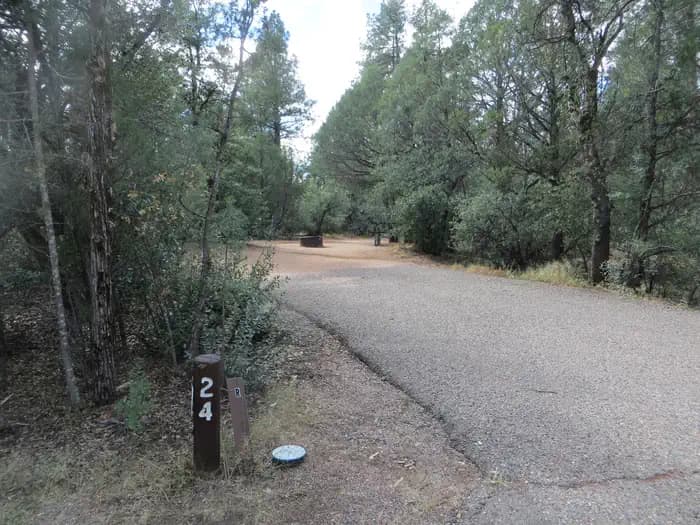 Parking space and entrance to site #24, Elk Loop at Houston Mesa.