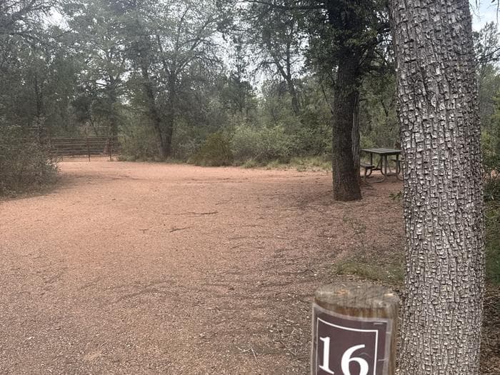 Houston Mesa, Horse Camp site #16 featuring entrance, parking, and horse corral.