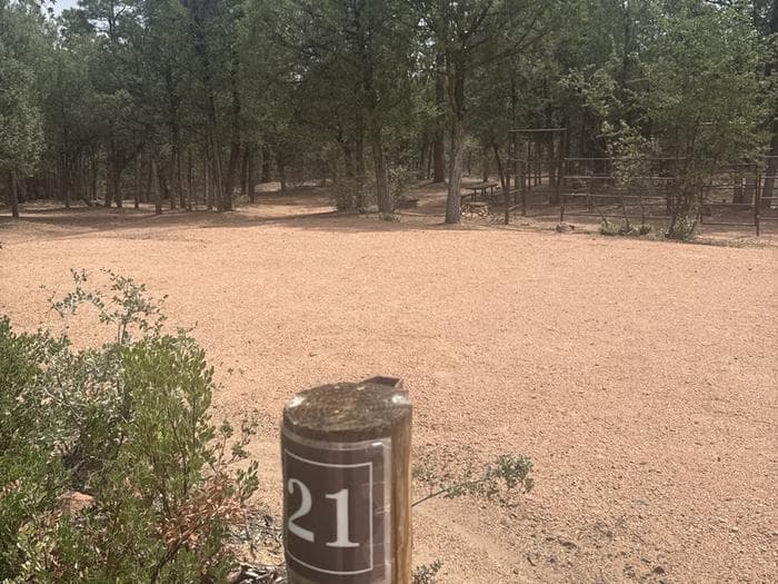 Houston Mesa, Horse Camp site #21 featuring camping space, picnic area, and horse corral.