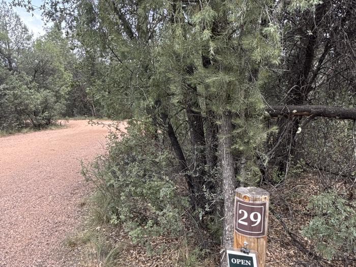Houston Mesa, Horse Camp site #29 featuring entrance, picnic area, and horse corral.